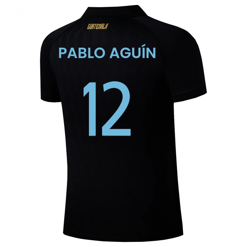 גברים גואטמלה Luis Pablo Aguín #12 שחור כחול שמיים לבן הרחק ג'רזי 26-28 חולצה קצרה
