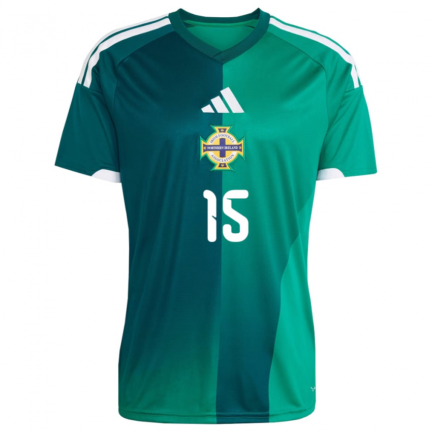 נשים צפון אירלנד ג'ורדן תומפסון #15 ירוק לבן ג'רזי ביתית 26-28 חולצה קצרה