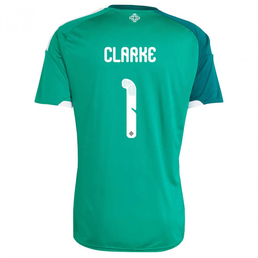 נשים צפון אירלנד ג'וש קלארק #1 ירוק לבן ג'רזי ביתית 26-28 חולצה קצרה