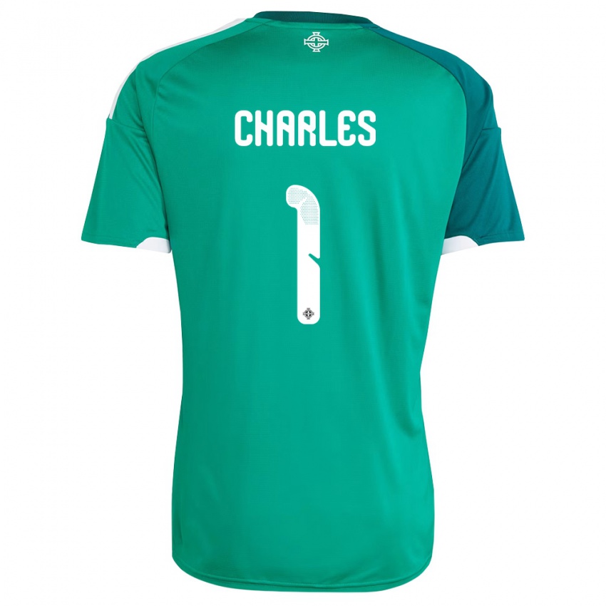 נשים צפון אירלנד פירס צ׳ארלס #1 ירוק לבן ג'רזי ביתית 26-28 חולצה קצרה