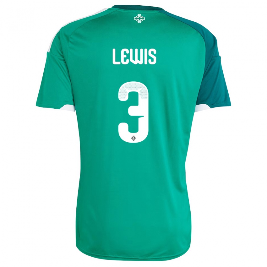 נשים צפון אירלנד ג'מאל לואיס #3 ירוק לבן ג'רזי ביתית 26-28 חולצה קצרה