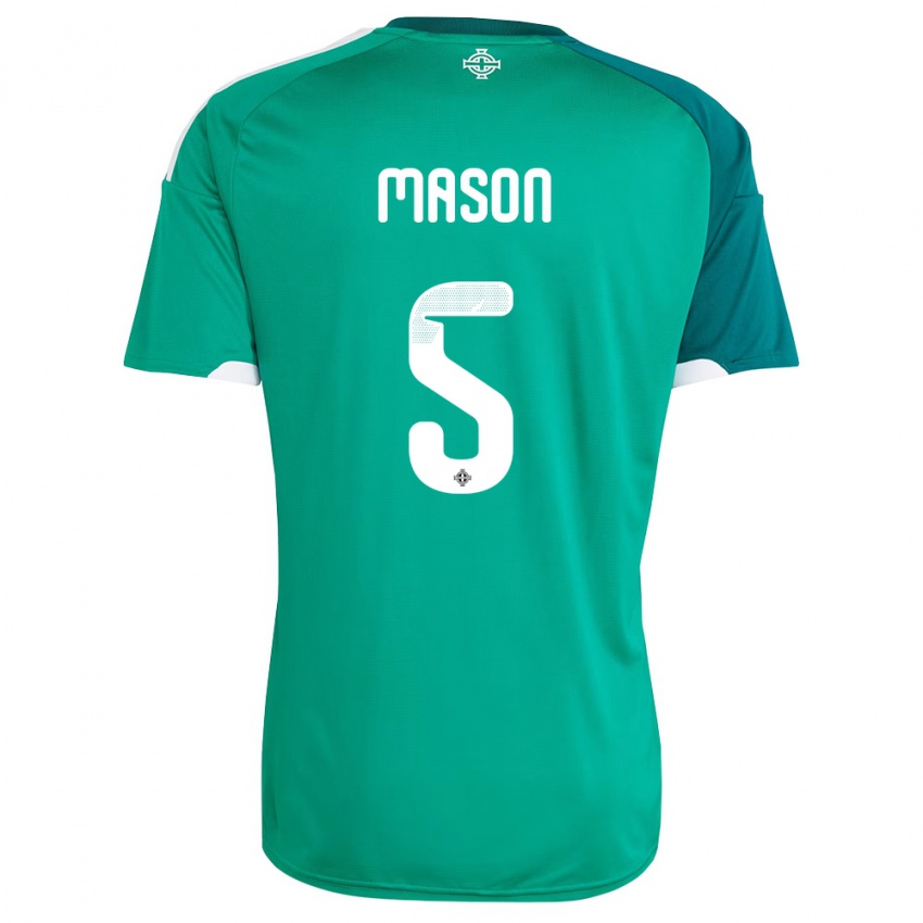 נשים צפון אירלנד אלי מייסון #5 ירוק לבן ג'רזי ביתית 26-28 חולצה קצרה