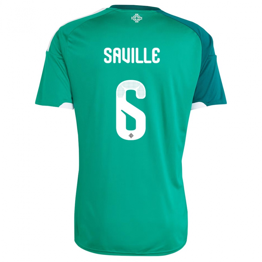 נשים צפון אירלנד ג'ורג' סאביל #6 ירוק לבן ג'רזי ביתית 26-28 חולצה קצרה