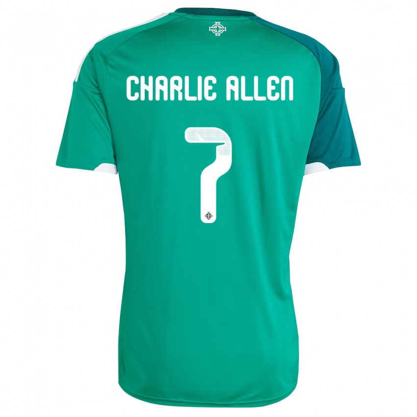 נשים צפון אירלנד צ'ארלי אלן #7 ירוק לבן ג'רזי ביתית 26-28 חולצה קצרה