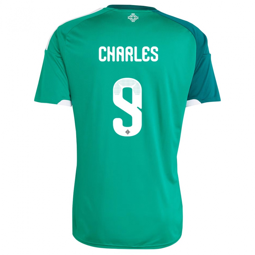 נשים צפון אירלנד דיון צ'ארלס #9 ירוק לבן ג'רזי ביתית 26-28 חולצה קצרה