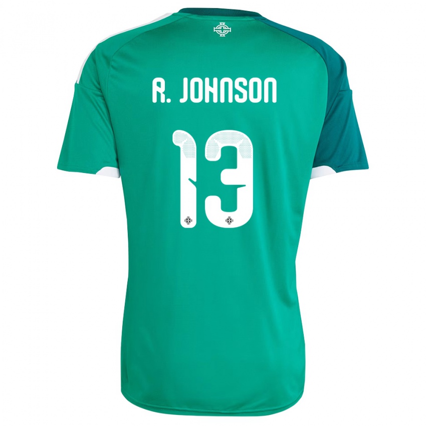 נשים צפון אירלנד Ryan Johnson #13 ירוק לבן ג'רזי ביתית 26-28 חולצה קצרה