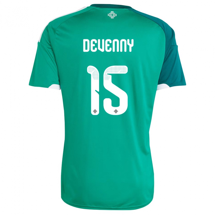 נשים צפון אירלנד ג'סטין דבני #15 ירוק לבן ג'רזי ביתית 26-28 חולצה קצרה