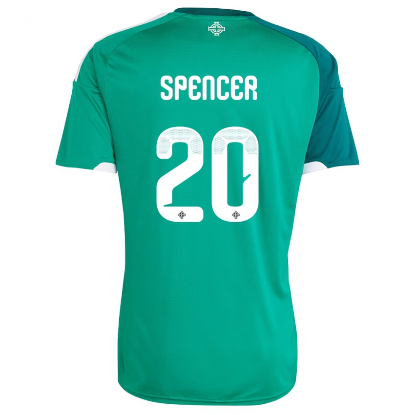 נשים צפון אירלנד ברודי ספנסר #20 ירוק לבן ג'רזי ביתית 26-28 חולצה קצרה