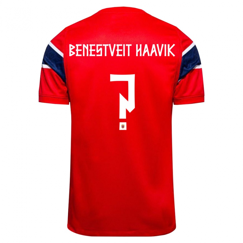 נשים נורבגיה Johannes Benestveit Haavik #0 אדום כהה לבן ג'רזי ביתית 26-28 חולצה קצרה