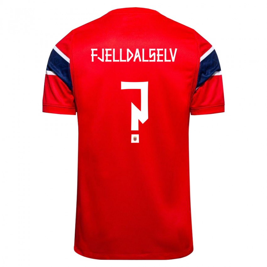 נשים נורבגיה Sander Elias Fjelldalselv #0 אדום כהה לבן ג'רזי ביתית 26-28 חולצה קצרה