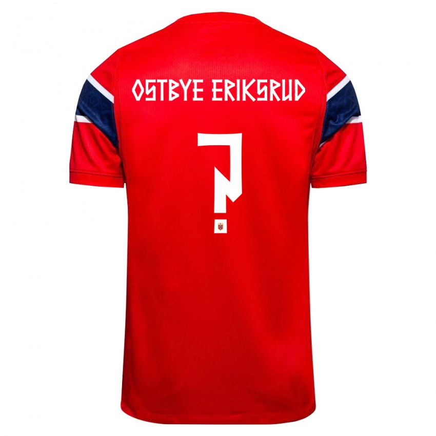 נשים נורבגיה Marius Østbye Eriksrud #0 אדום כהה לבן ג'רזי ביתית 26-28 חולצה קצרה