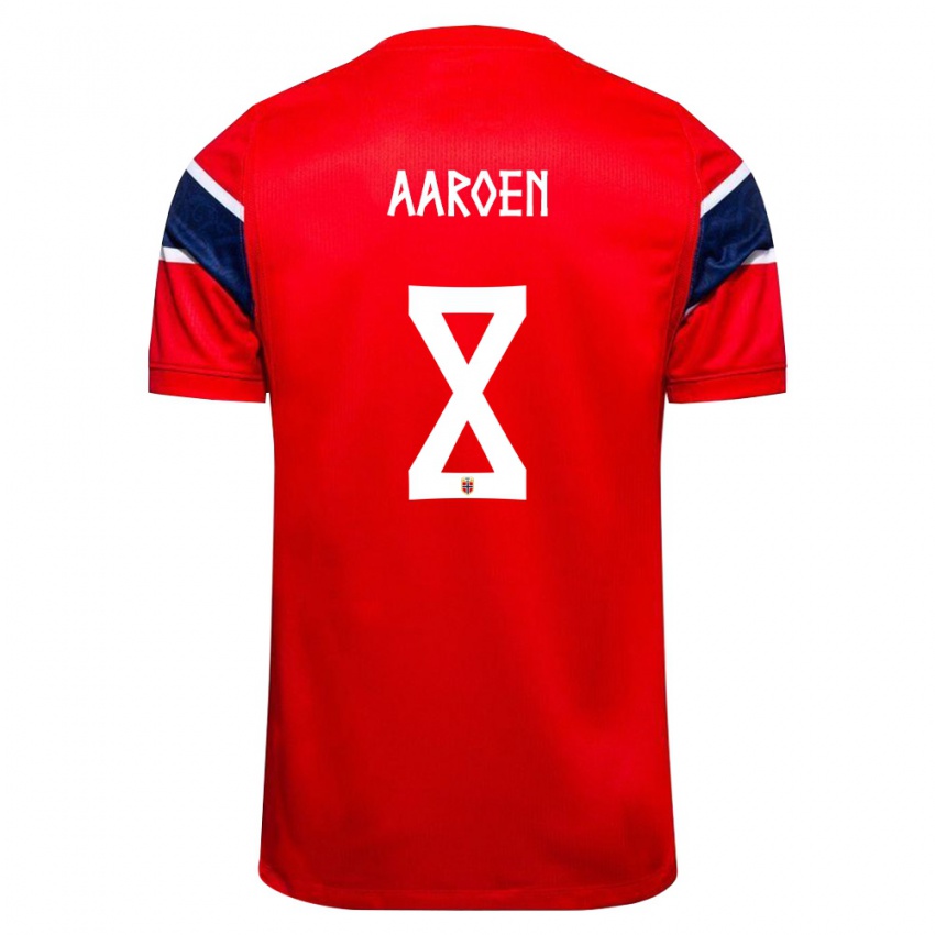 נשים נורבגיה איסק הנסן-אהרן #8 אדום כהה לבן ג'רזי ביתית 26-28 חולצה קצרה
