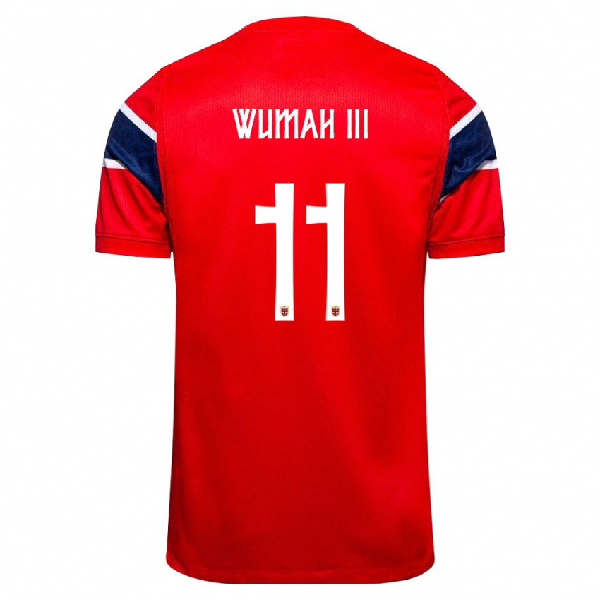 נשים נורבגיה Edward Wumah Iii #11 אדום כהה לבן ג'רזי ביתית 26-28 חולצה קצרה