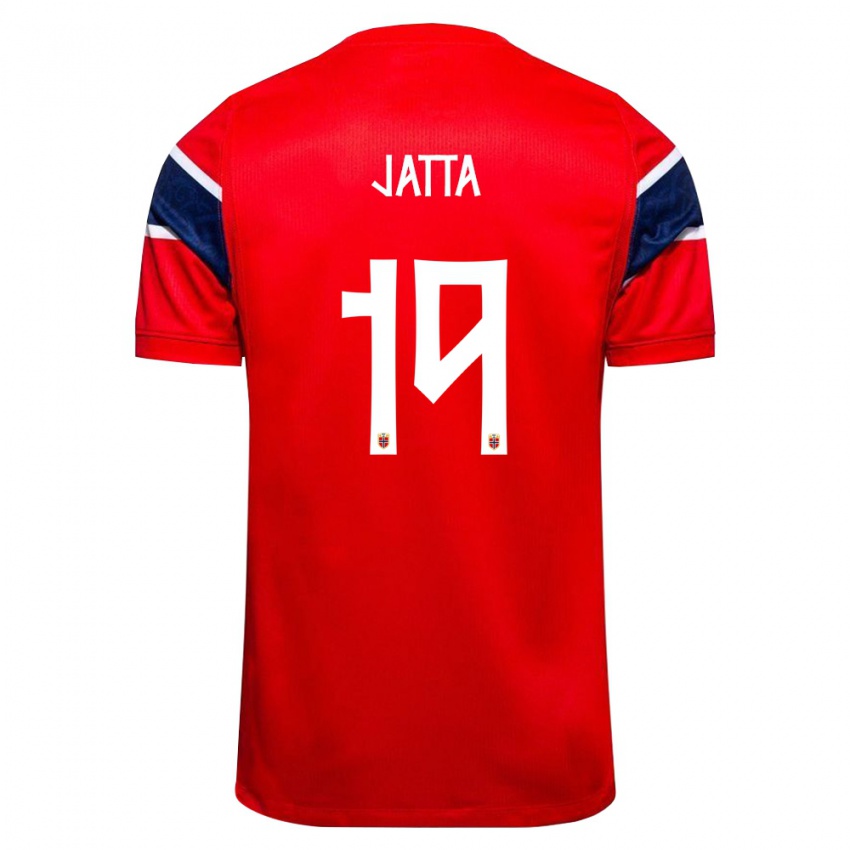 נשים נורבגיה Abdoulie Jatta #19 אדום כהה לבן ג'רזי ביתית 26-28 חולצה קצרה
