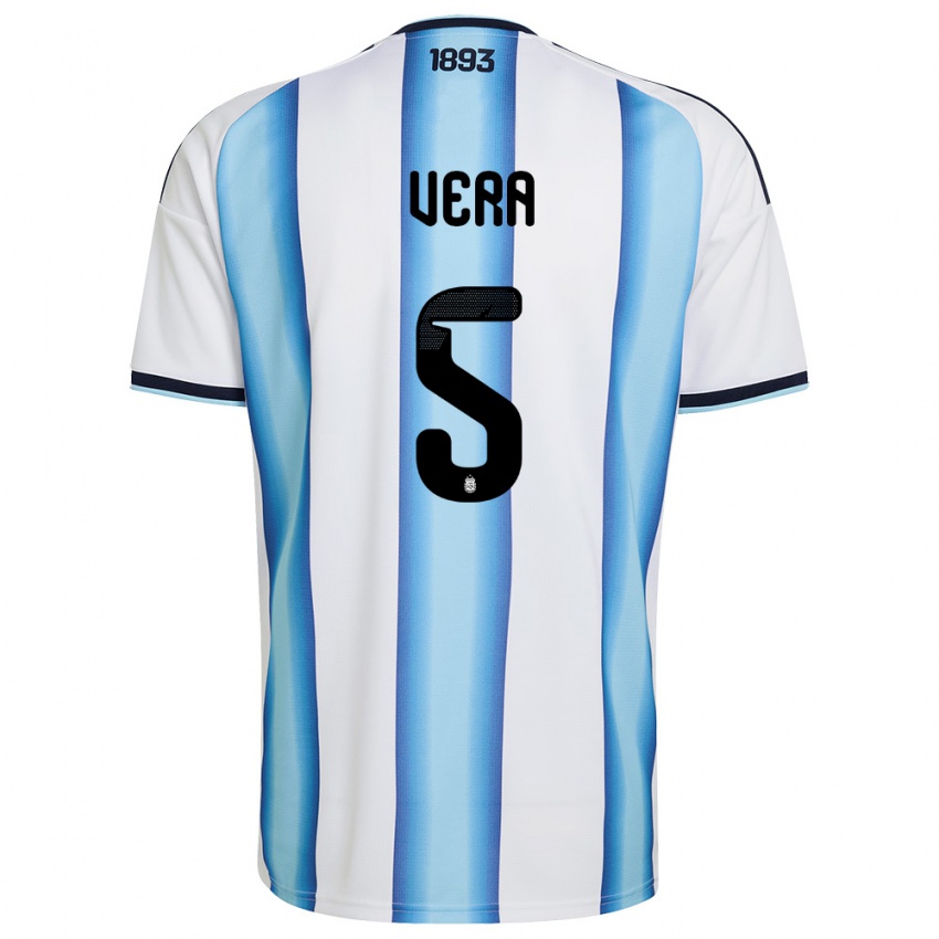 נשים ארגנטינה פאסוטו ורה #5 לבן כחול שמיים כהה ג'רזי ביתית 26-28 חולצה קצרה