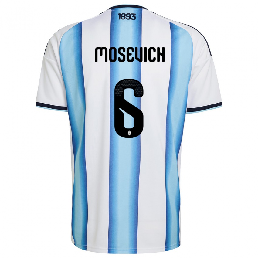 נשים ארגנטינה לאונל מוסביץ' #6 לבן כחול שמיים כהה ג'רזי ביתית 26-28 חולצה קצרה