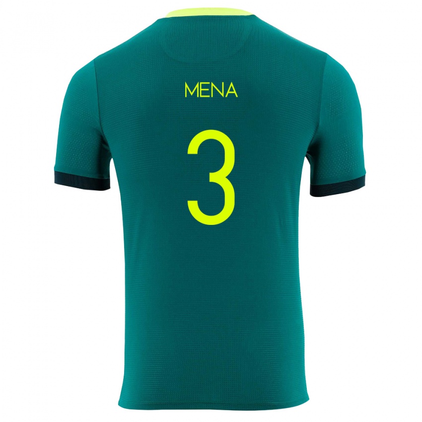 נשים בוליביה Fernando Mena #3 ירוק צהוב שחור ג'רזי ביתית 26-28 חולצה קצרה