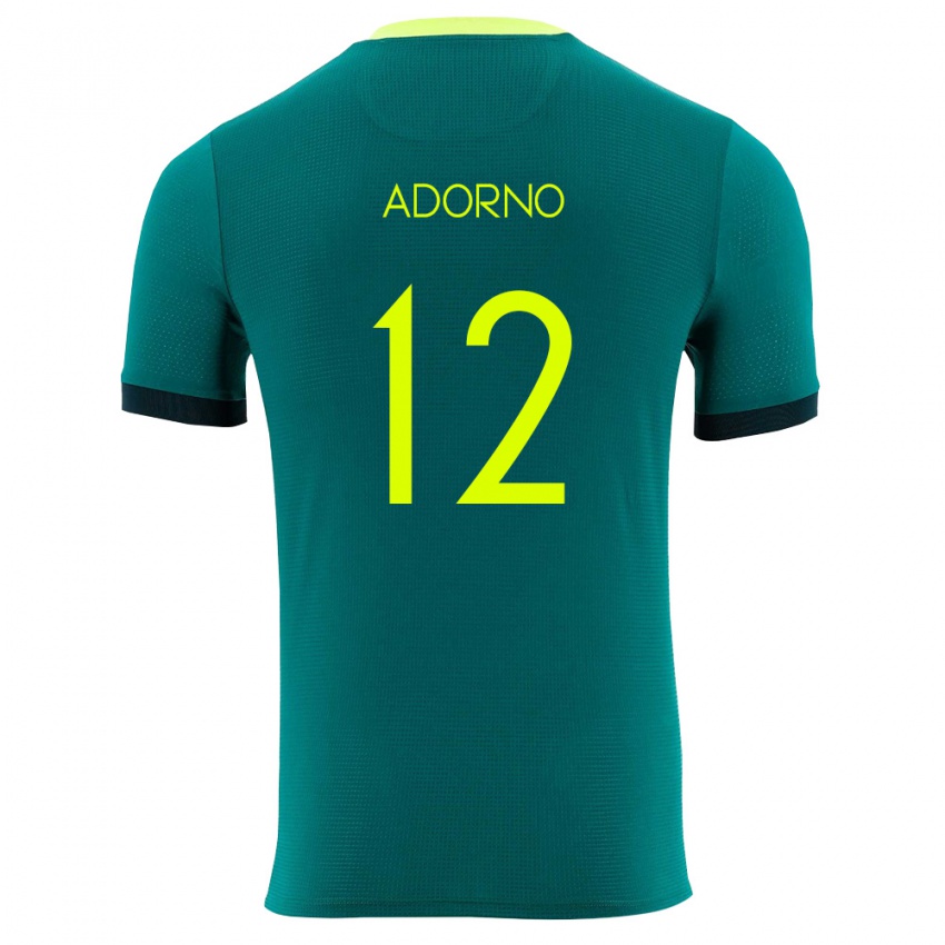 נשים בוליביה Carlos Adorno #12 ירוק צהוב שחור ג'רזי ביתית 26-28 חולצה קצרה