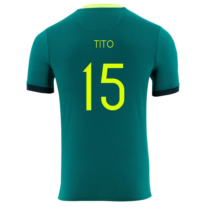 נשים בוליביה Nathan Tito #15 ירוק צהוב שחור ג'רזי ביתית 26-28 חולצה קצרה