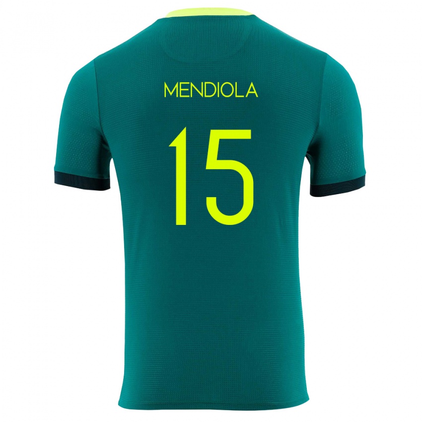 נשים בוליביה Aidé Mendiola #15 ירוק צהוב שחור ג'רזי ביתית 26-28 חולצה קצרה