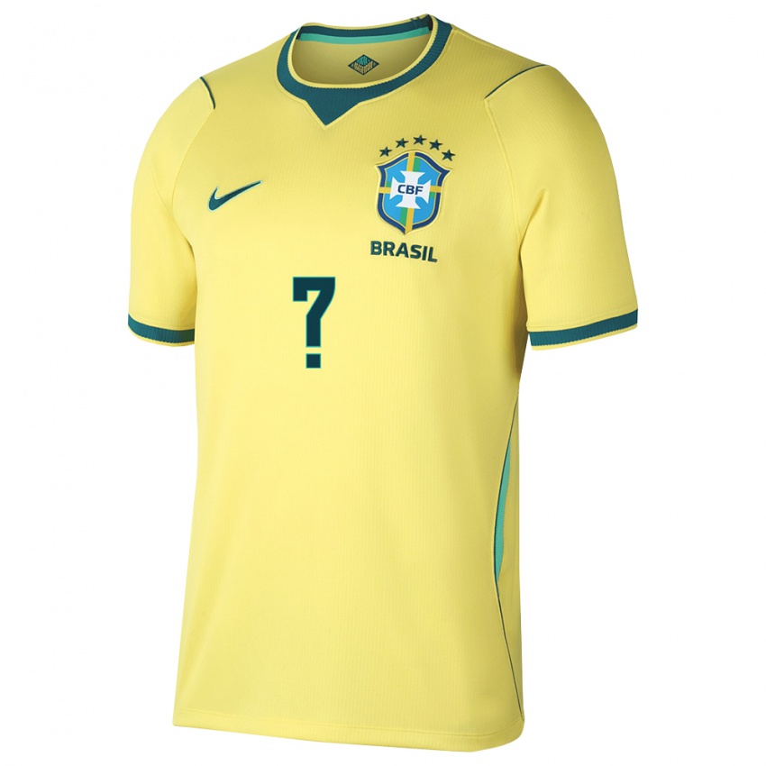 נשים ברזיל השם שלך #0 צהוב ירוק ג'רזי ביתית 26-28 חולצה קצרה