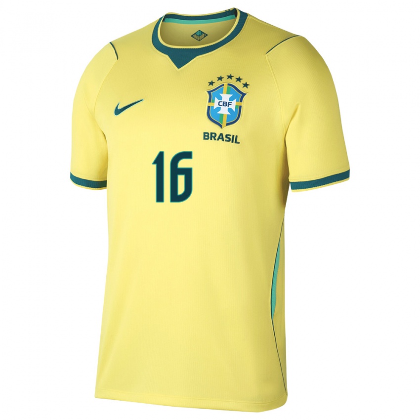 נשים ברזיל ברנרדו ואלים #16 צהוב ירוק ג'רזי ביתית 26-28 חולצה קצרה