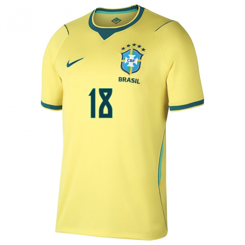 נשים ברזיל קמילו #18 צהוב ירוק ג'רזי ביתית 26-28 חולצה קצרה