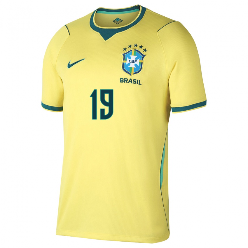 נשים ברזיל אנדריק פליפה #19 צהוב ירוק ג'רזי ביתית 26-28 חולצה קצרה