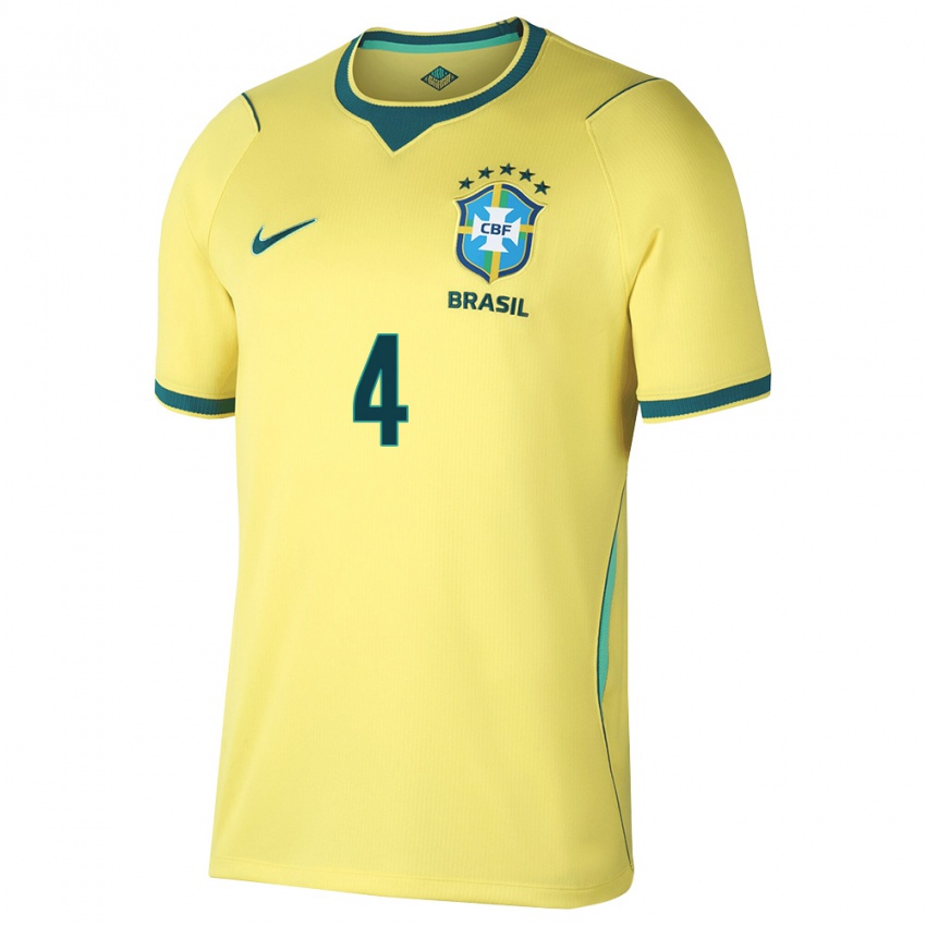 נשים ברזיל רוברט רנאן #4 צהוב ירוק ג'רזי ביתית 26-28 חולצה קצרה