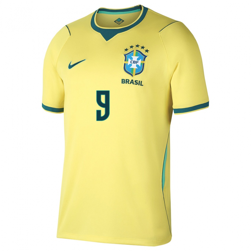 נשים ברזיל מרקוס לאונרדו #9 צהוב ירוק ג'רזי ביתית 26-28 חולצה קצרה