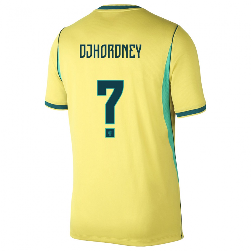 נשים ברזיל Djhordney #0 צהוב ירוק ג'רזי ביתית 26-28 חולצה קצרה