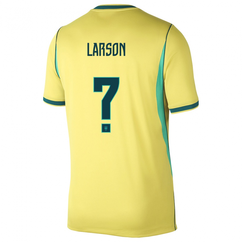 נשים ברזיל Larson #0 צהוב ירוק ג'רזי ביתית 26-28 חולצה קצרה