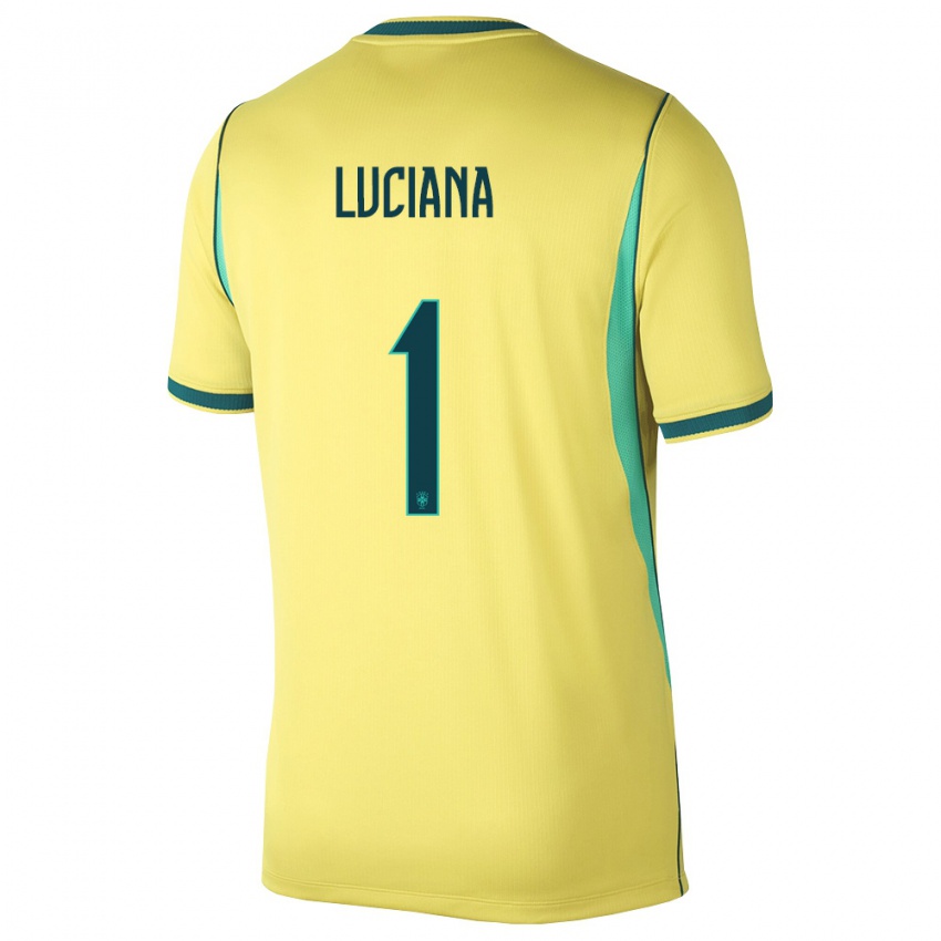 נשים ברזיל לוסיאנה #1 צהוב ירוק ג'רזי ביתית 26-28 חולצה קצרה