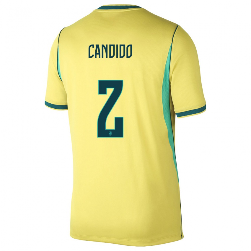 נשים ברזיל Angelo Candido #2 צהוב ירוק ג'רזי ביתית 26-28 חולצה קצרה