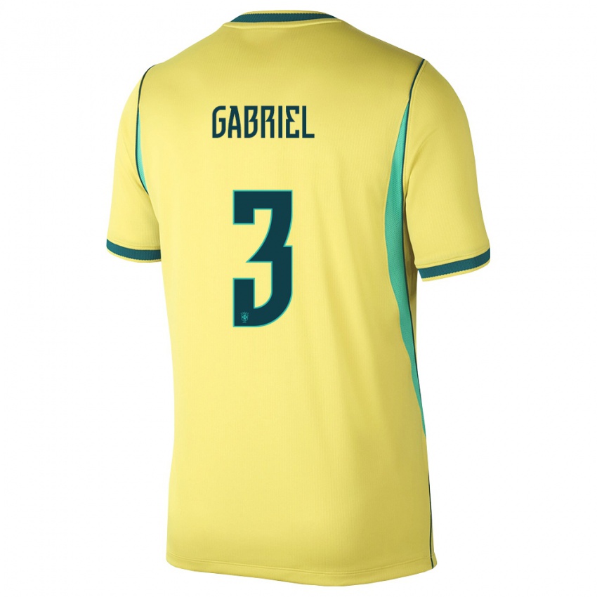 נשים ברזיל גבריאל #3 צהוב ירוק ג'רזי ביתית 26-28 חולצה קצרה