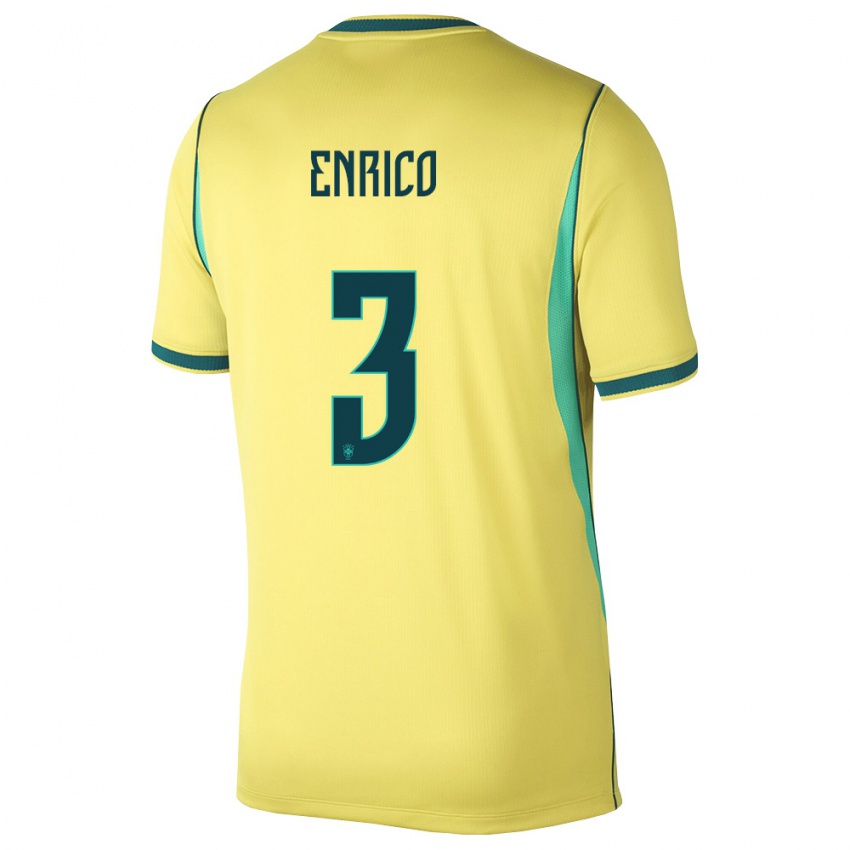 נשים ברזיל Enrico #3 צהוב ירוק ג'רזי ביתית 26-28 חולצה קצרה