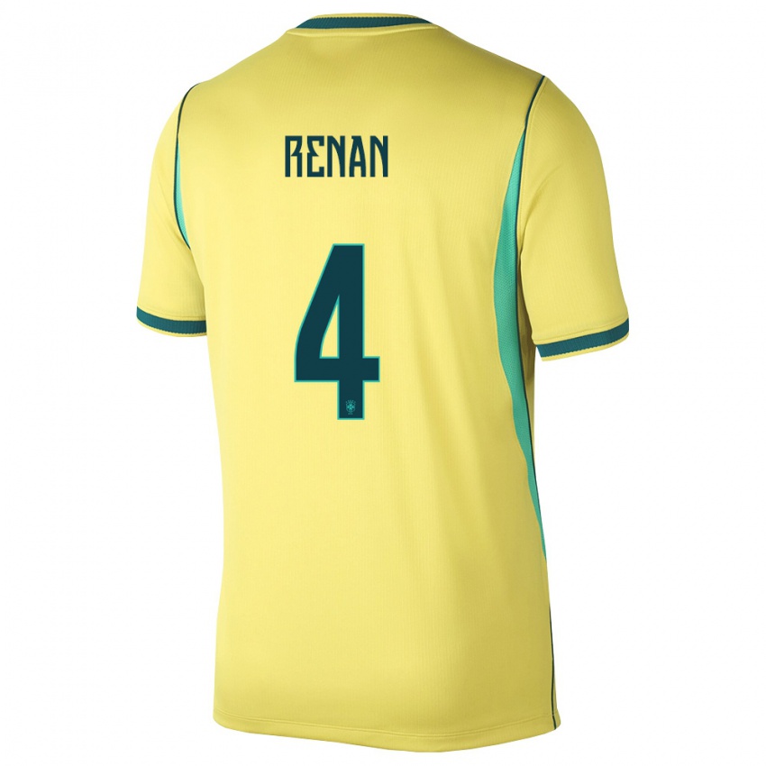 נשים ברזיל רוברט רנאן #4 צהוב ירוק ג'רזי ביתית 26-28 חולצה קצרה