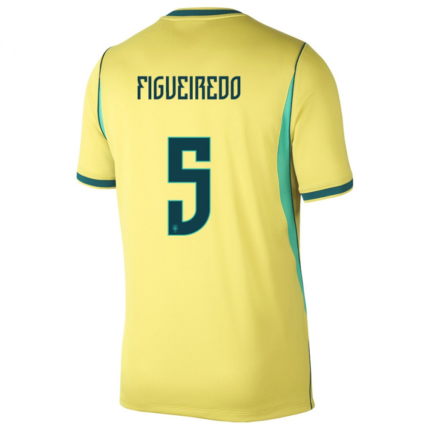 נשים ברזיל ויטור פיגרדו #5 צהוב ירוק ג'רזי ביתית 26-28 חולצה קצרה