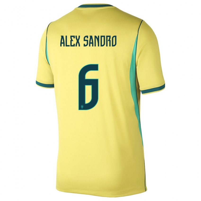 נשים ברזיל אלכס סנדרו #6 צהוב ירוק ג'רזי ביתית 26-28 חולצה קצרה