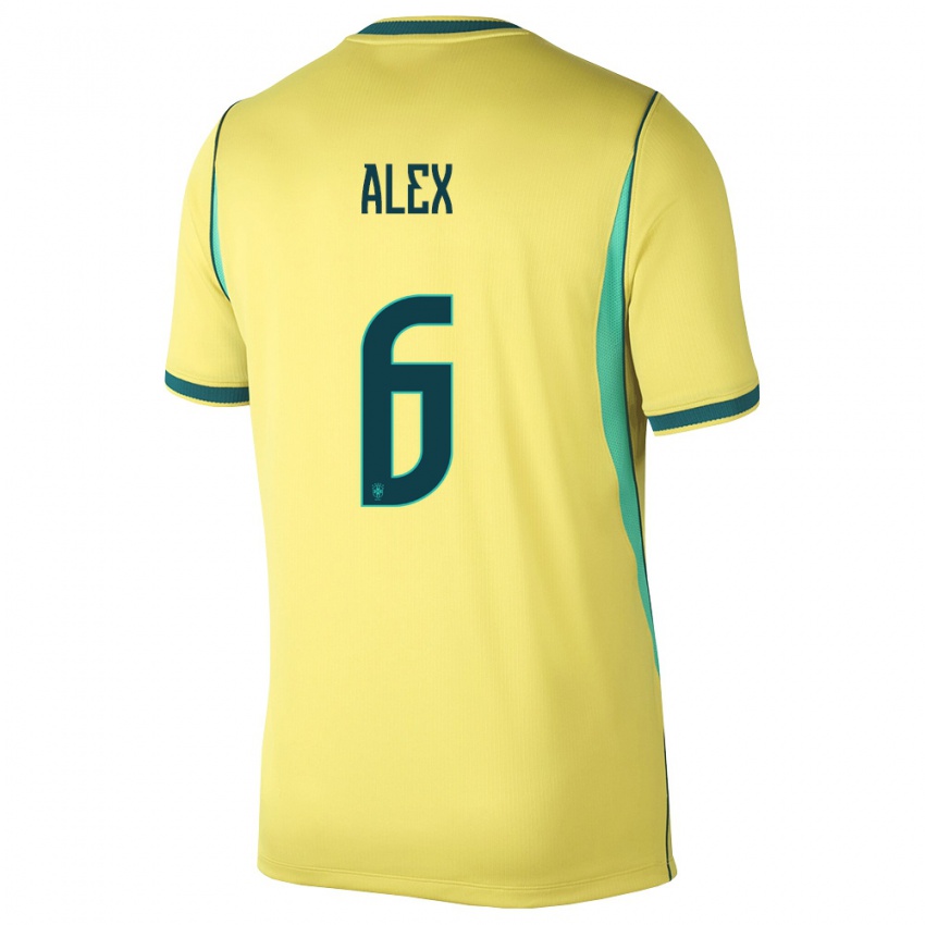 נשים ברזיל Alex #6 צהוב ירוק ג'רזי ביתית 26-28 חולצה קצרה