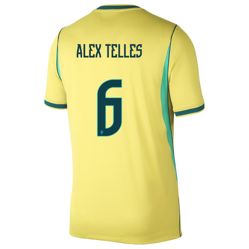 נשים ברזיל אלכס טלס #6 צהוב ירוק ג'רזי ביתית 26-28 חולצה קצרה