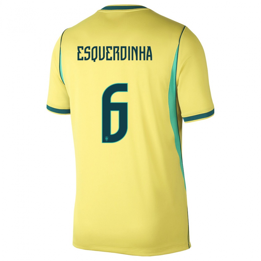 נשים ברזיל אסקורדינה #6 צהוב ירוק ג'רזי ביתית 26-28 חולצה קצרה