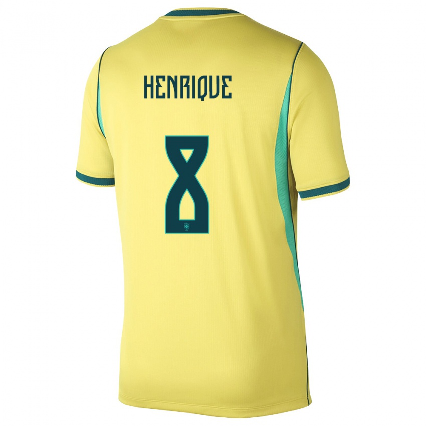 נשים ברזיל Pedro Henrique #8 צהוב ירוק ג'רזי ביתית 26-28 חולצה קצרה