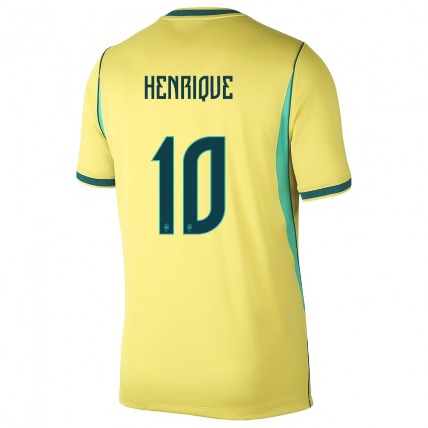 נשים ברזיל José Henrique #10 צהוב ירוק ג'רזי ביתית 26-28 חולצה קצרה