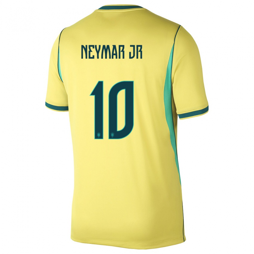 נשים ברזיל ניימאר #10 צהוב ירוק ג'רזי ביתית 26-28 חולצה קצרה