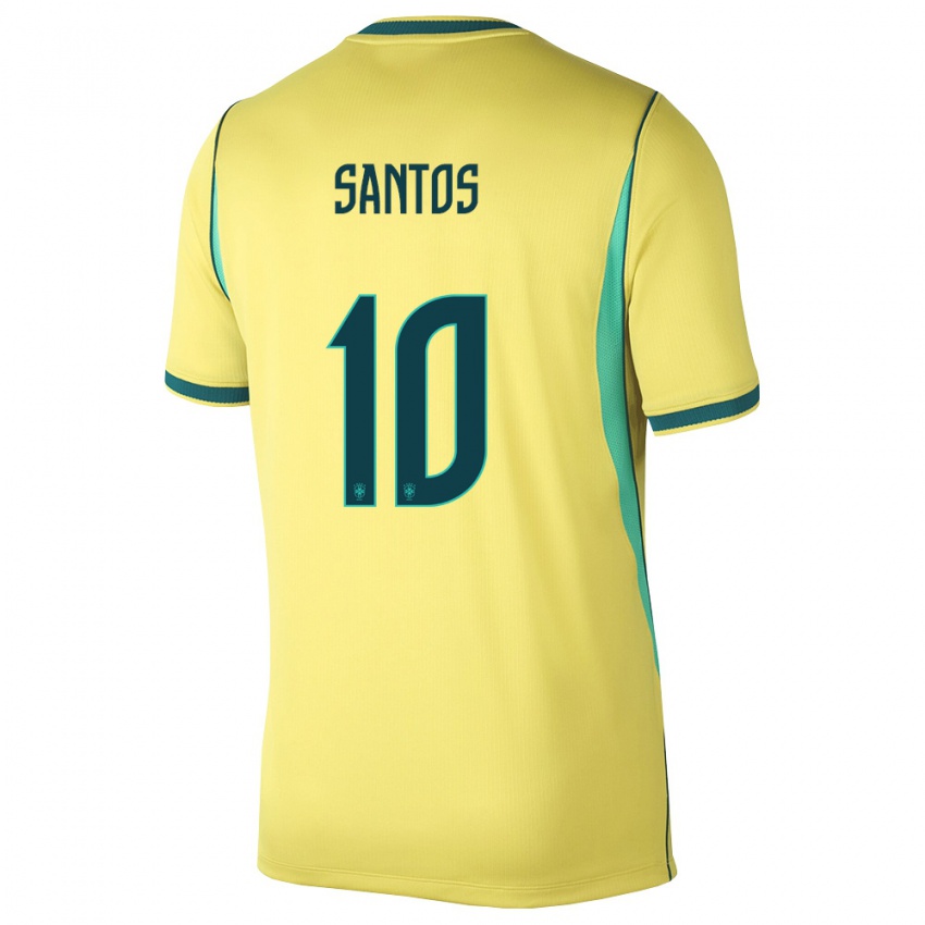 נשים ברזיל Kayke Santos #10 צהוב ירוק ג'רזי ביתית 26-28 חולצה קצרה