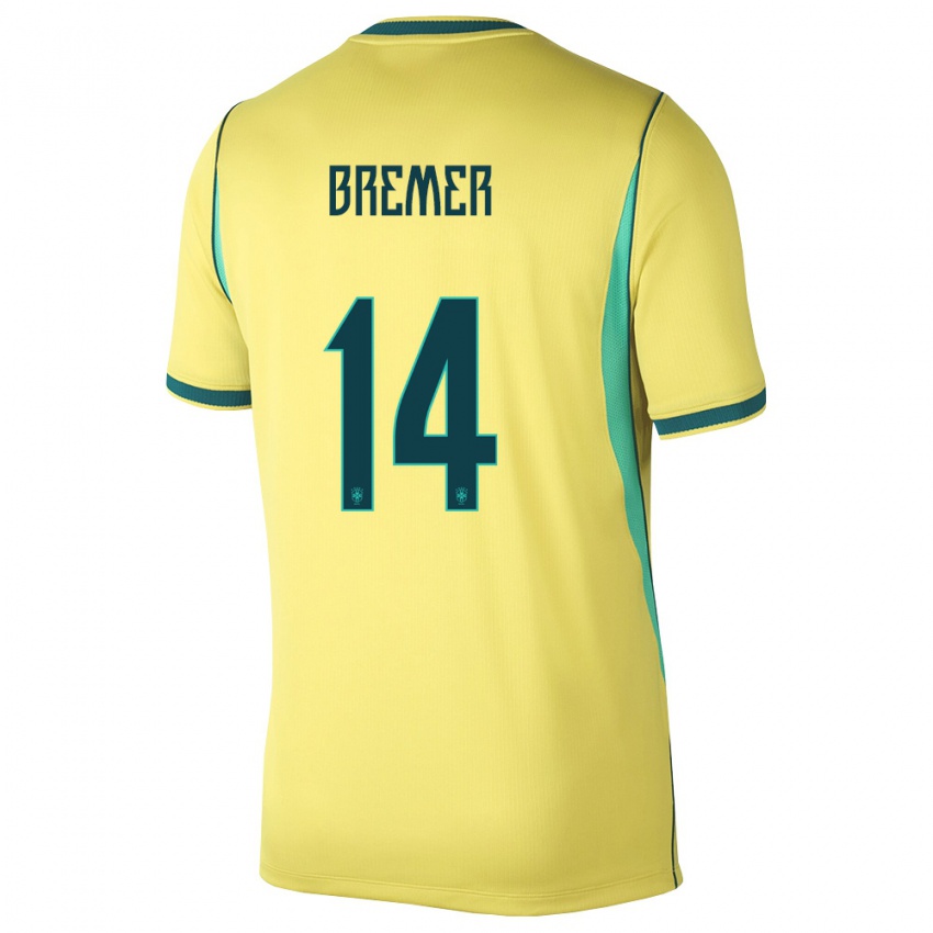 נשים ברזיל גלייסון ברמר #14 צהוב ירוק ג'רזי ביתית 26-28 חולצה קצרה