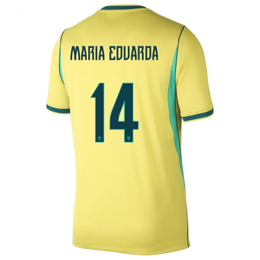 נשים ברזיל מריה אדוארדה #14 צהוב ירוק ג'רזי ביתית 26-28 חולצה קצרה