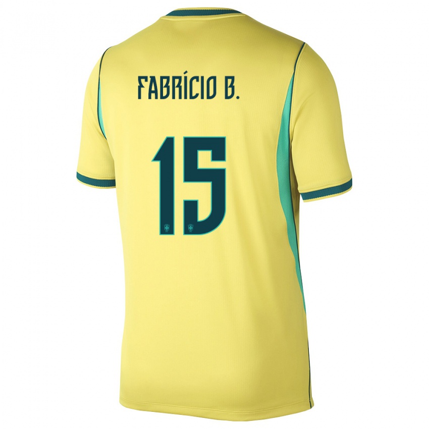 נשים ברזיל פבריסיו ברונו #15 צהוב ירוק ג'רזי ביתית 26-28 חולצה קצרה