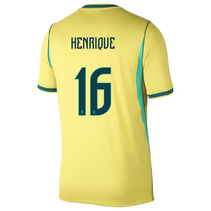 נשים ברזיל קאיו הנריקה #16 צהוב ירוק ג'רזי ביתית 26-28 חולצה קצרה